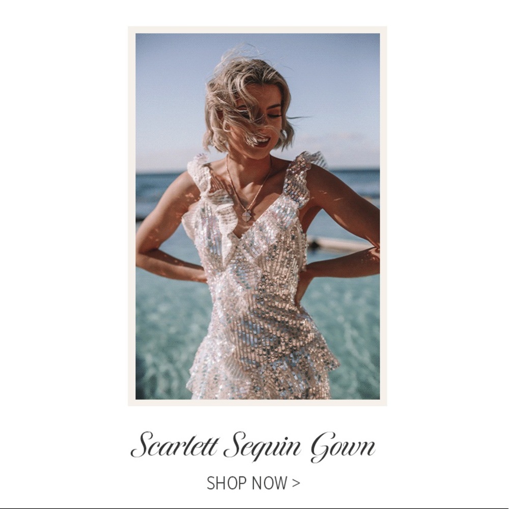 Scarlett sequin gown - needle and thread, silver